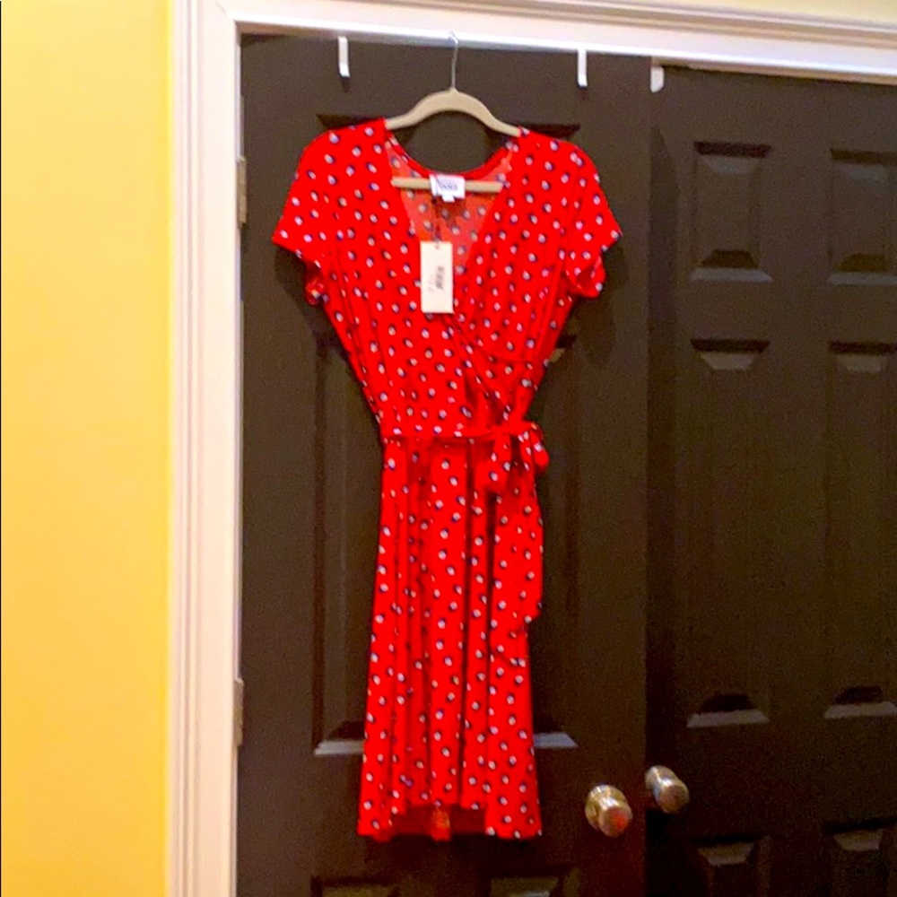 New cap sleeve faux wrap dress!